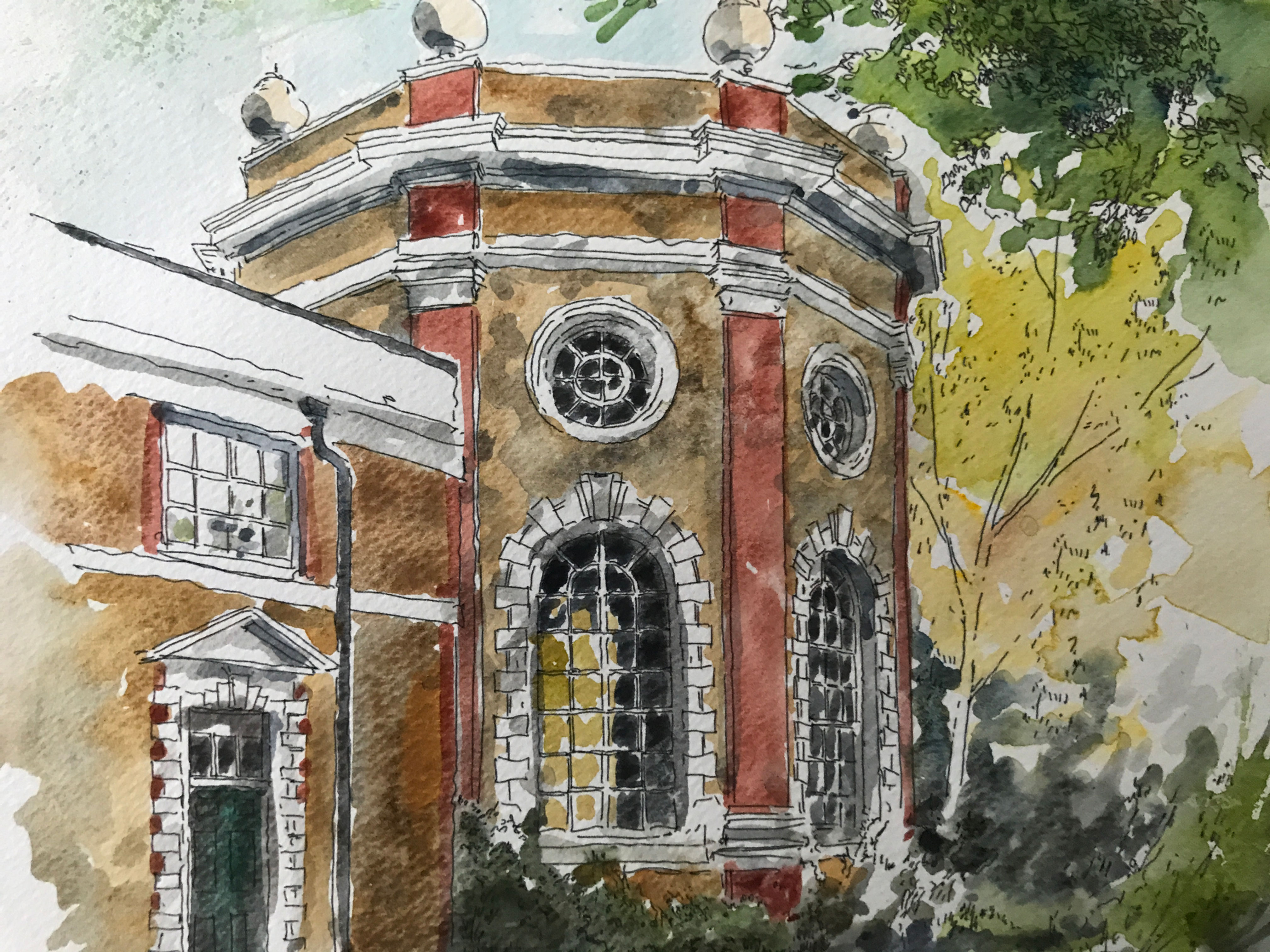 Watercolour of Orleans House Gallery, Twickenham and Richmond. London