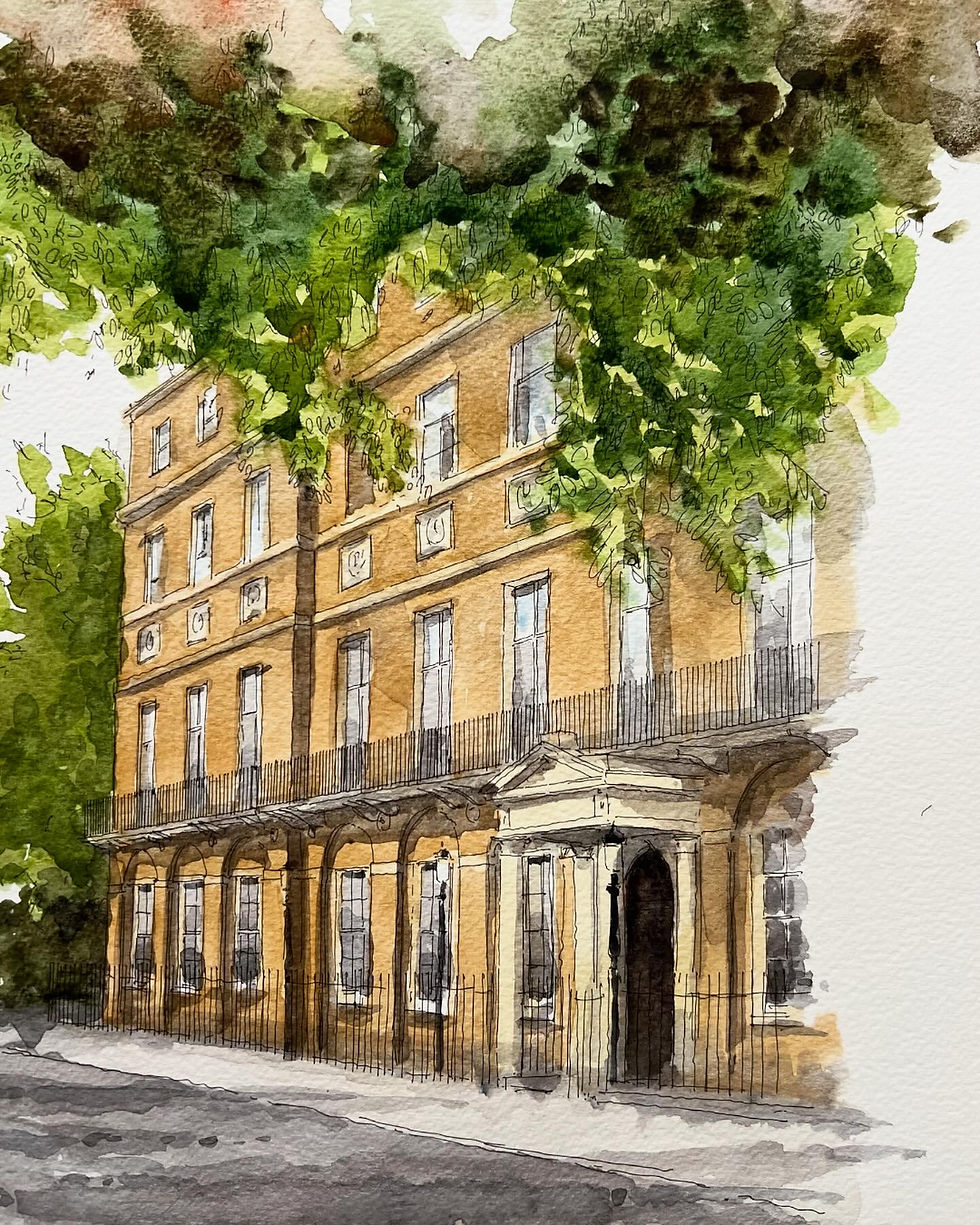 Thumbnail: Watercolor painting of Home House, Bloomsbury, London