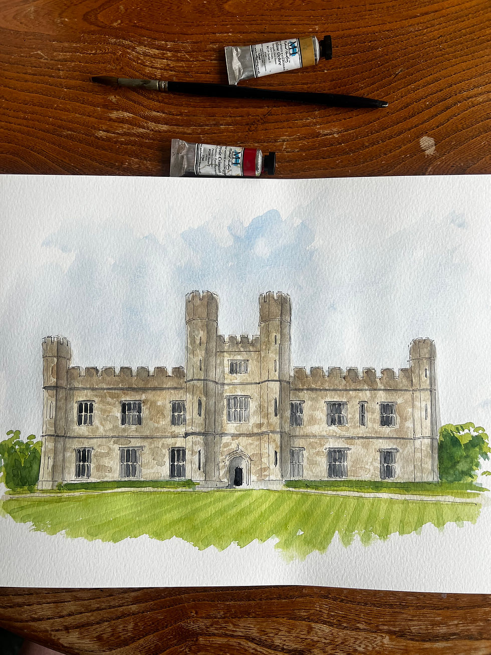 beautiful watercolour of Leeds Castle, Maidstone. Kent