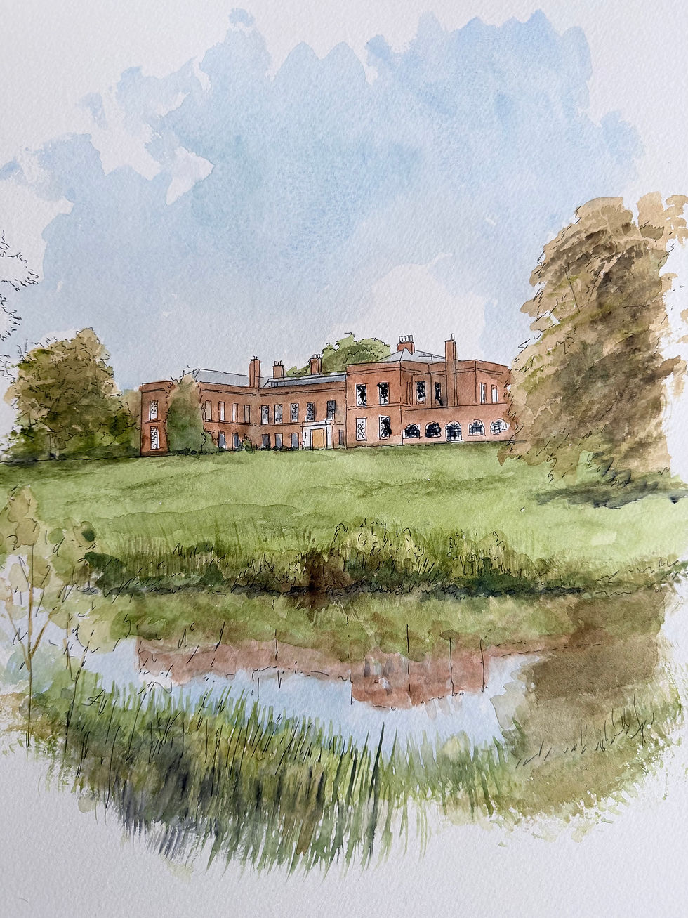 beautiful watercolour of Braxted Park. Witham, Essex