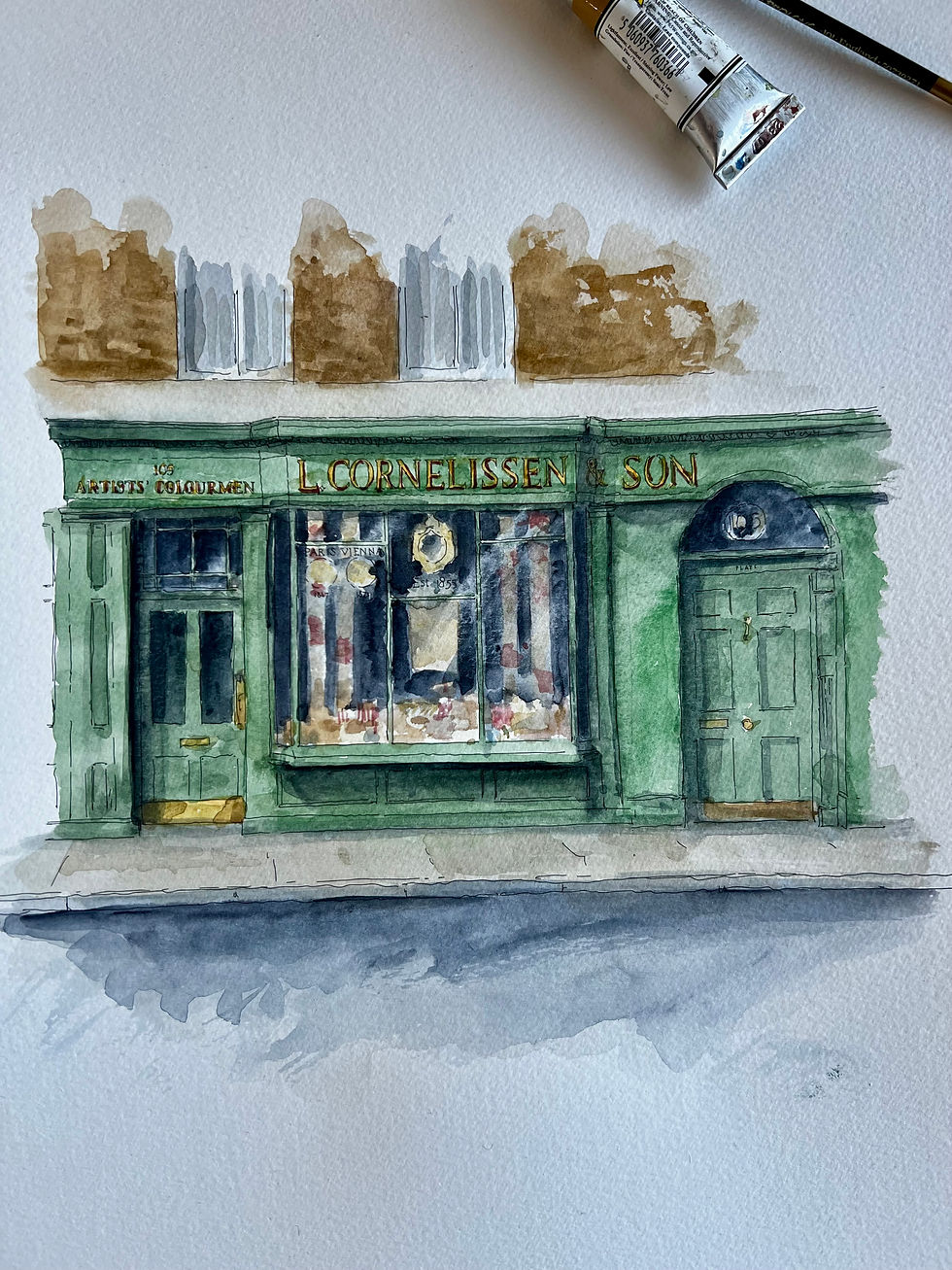 Thumbnail: beautiful watercolour of  L. Cornelissen & Son, London