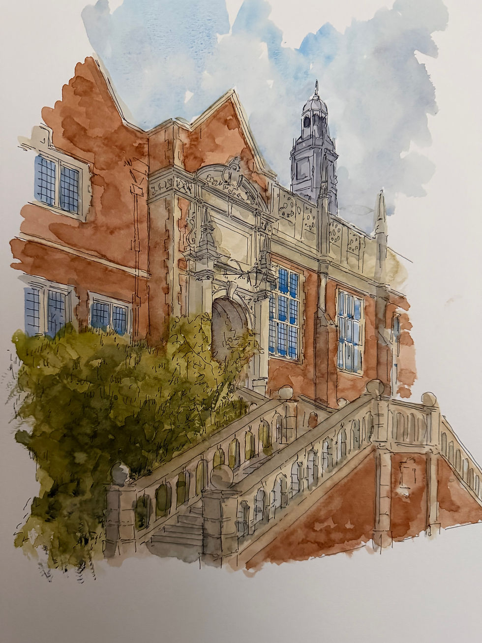 Thumbnail: beautiful watercolour of Selwyn College. Cambridge