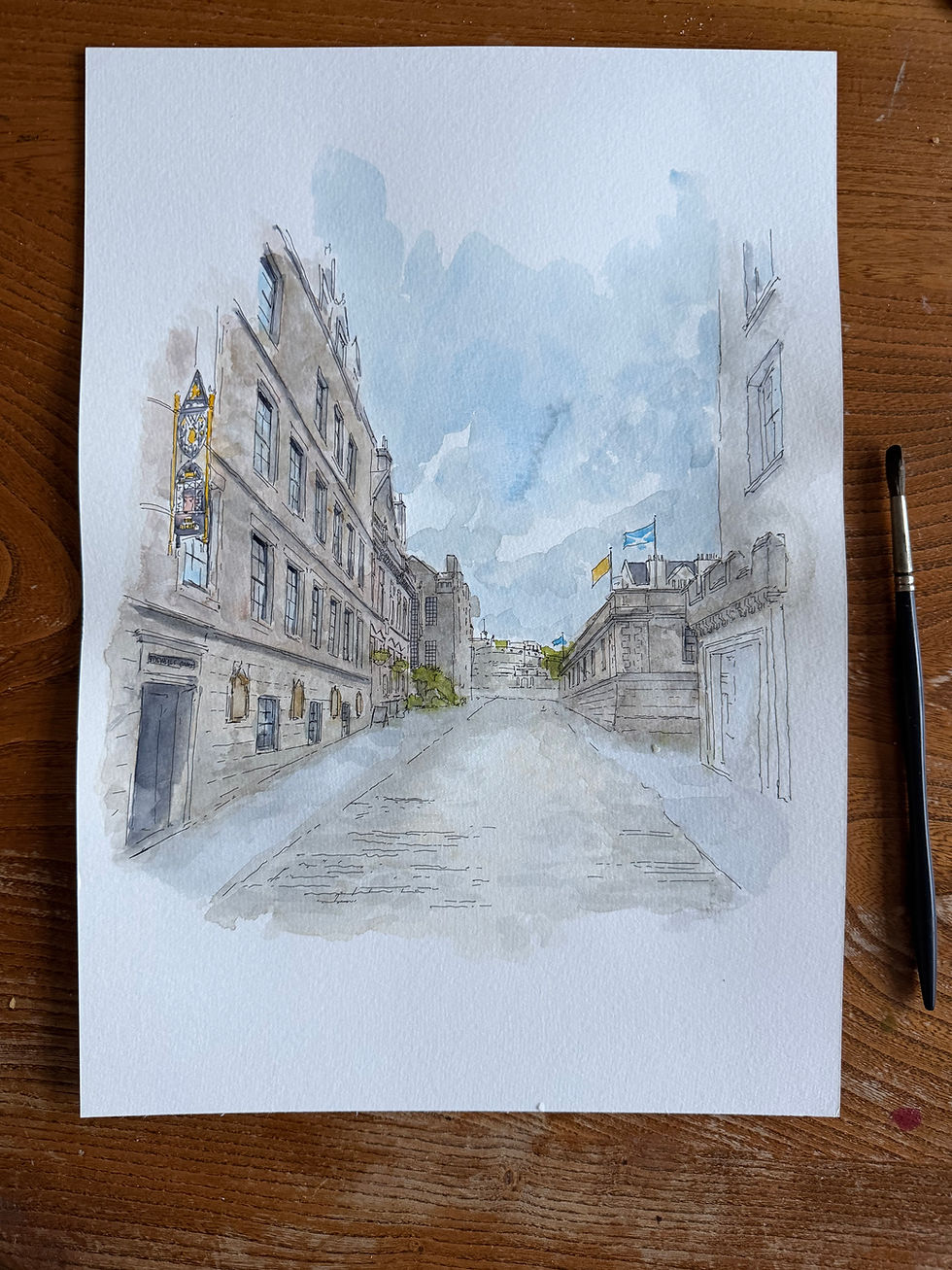 Thumbnail: beautiful watercolour of The Witchery hotel. Castle Hill. Edinburgh