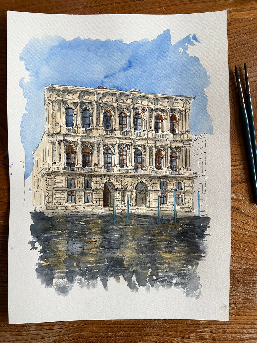 watercolour of  Ca’ Pesaro, Venice