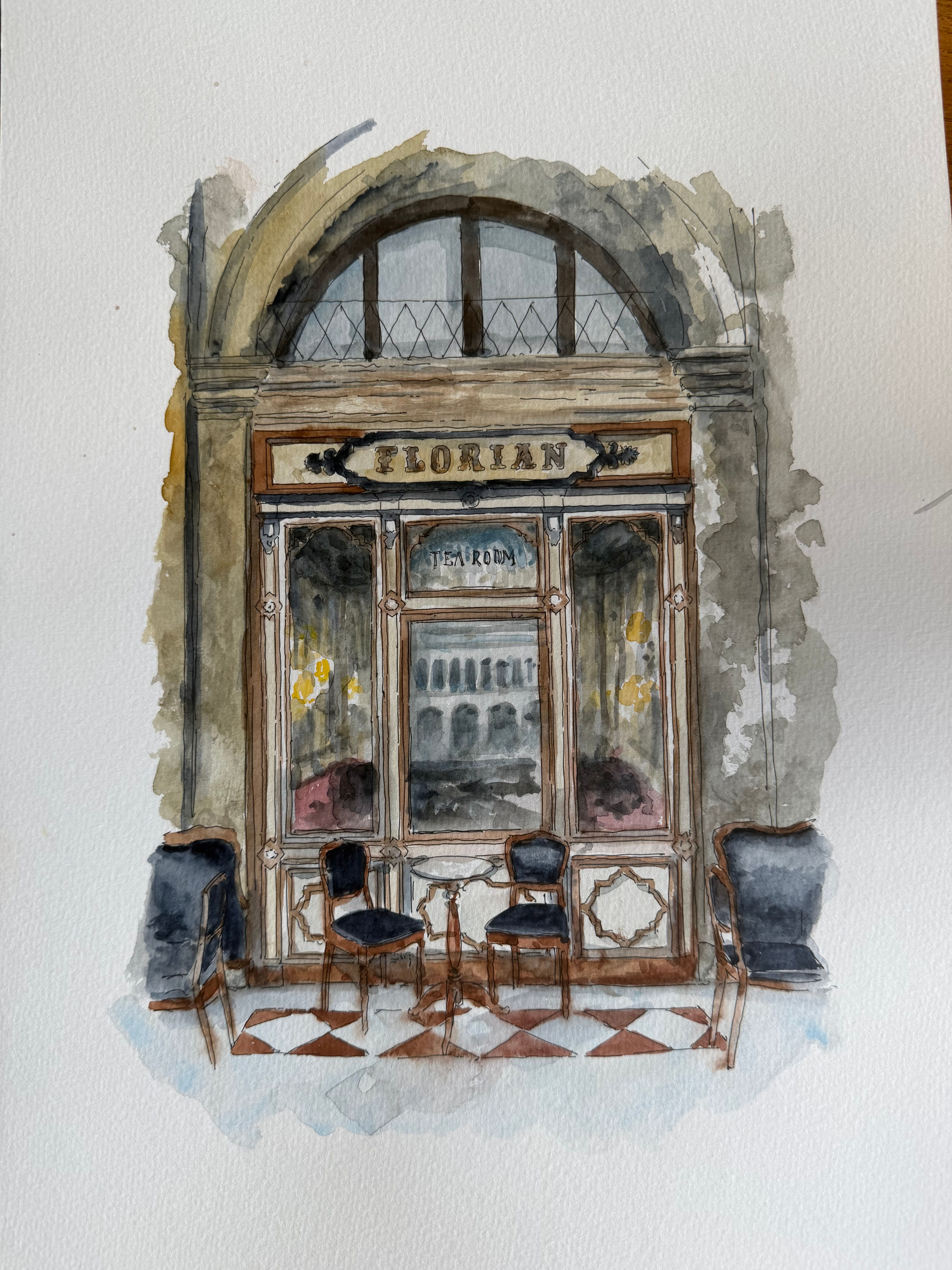 beautiful watercolour of Caffè Florian, Venice