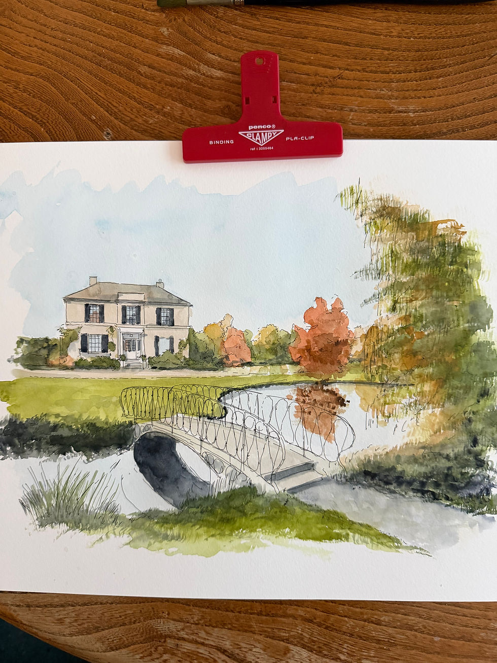 beautiful watercolour of Preston Court. Canterbury. Kent