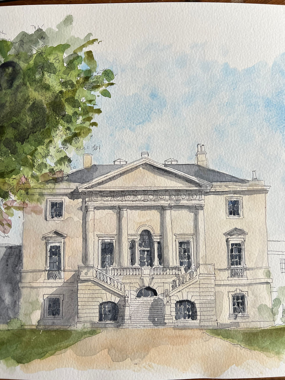 Watercolor painting of White Lodge, Richmond Upon Thames, London