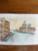 watercolour of Basilica di Santa Maria della Salute, Venice