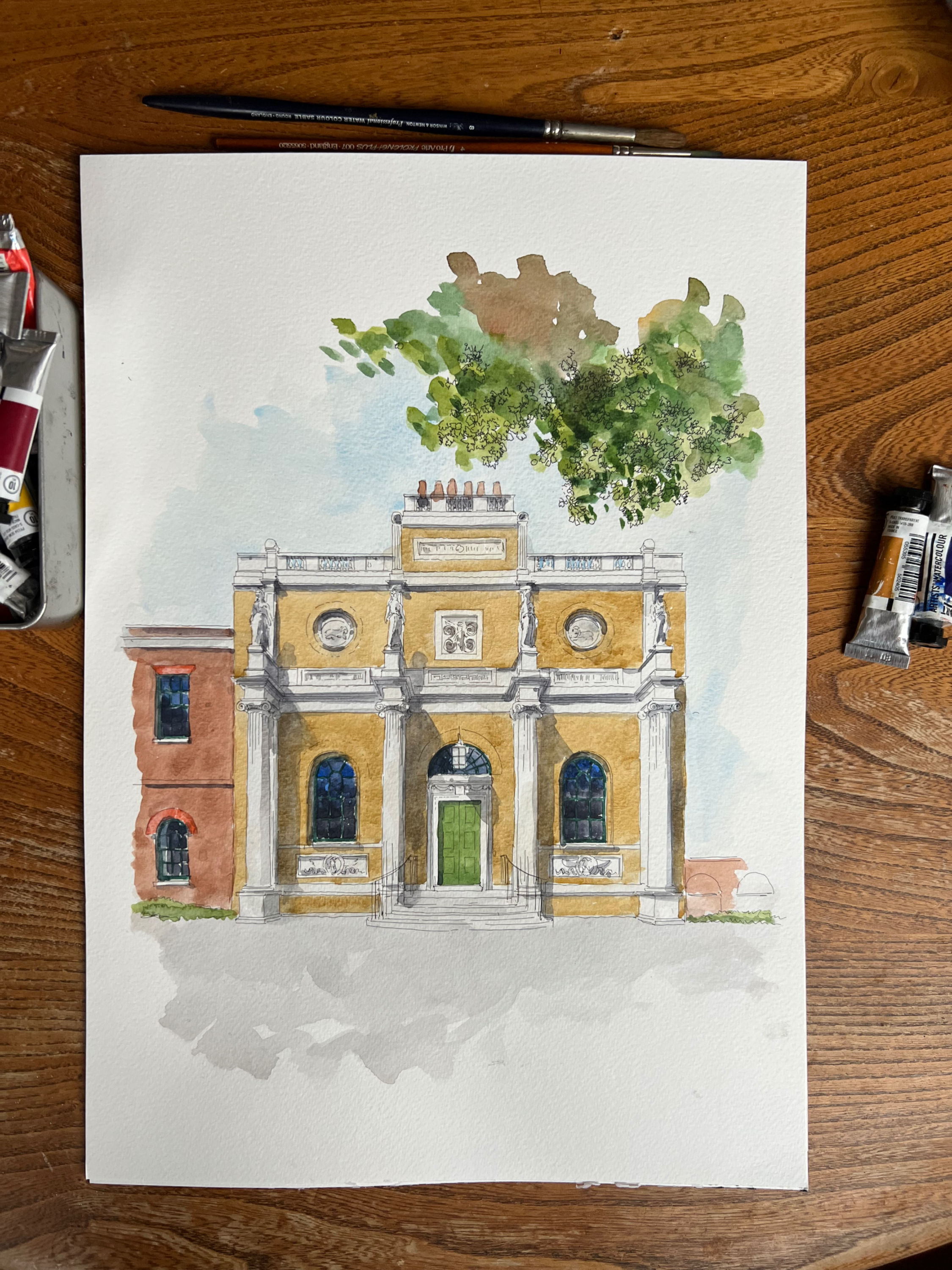 Watercolor painting of Pitzhanger Manor
