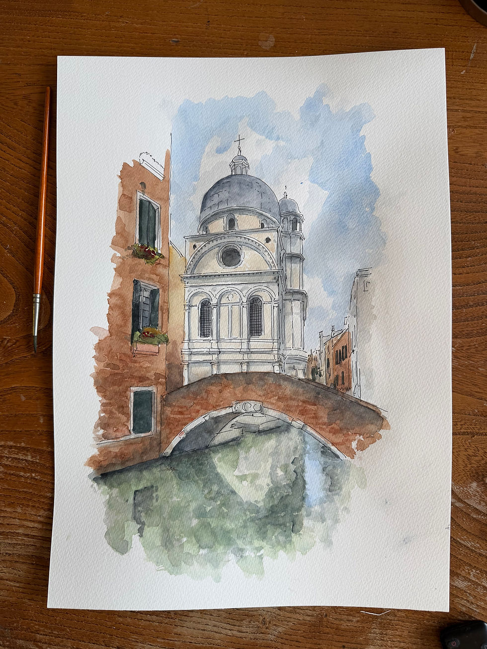 watercolour of Santa Maria dei Miracoli Venice
