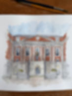 beautiful watercolour of BMA House. Bloomsbury. London