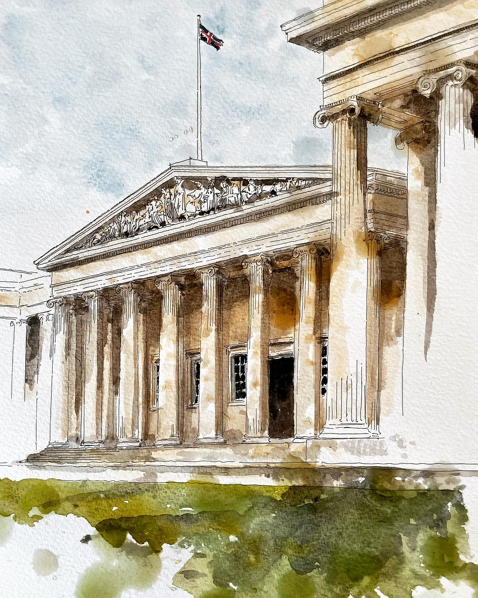 Thumbnail: Watercolor sketch of classical building with columns