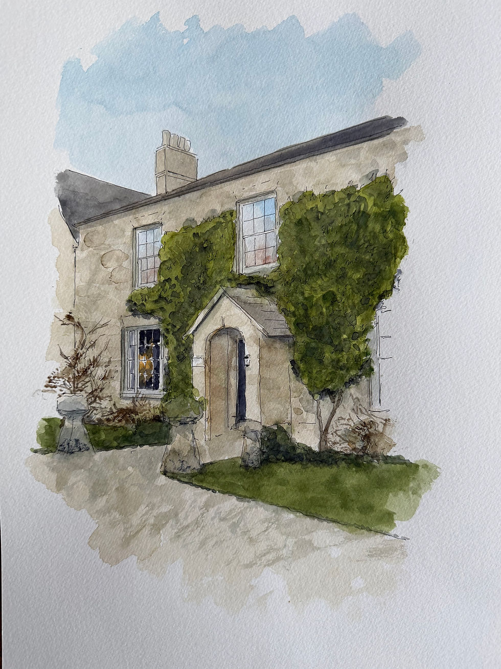 Thumbnail: beautiful watercolour of Gaswell house.Brize Norton, Oxfordshire