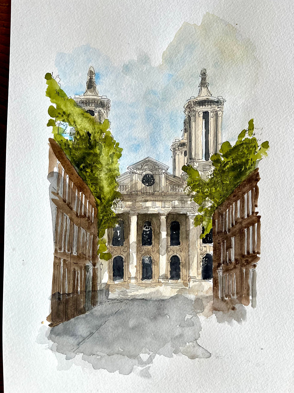 beautiful watercolour of Smith Square.Westminster. London