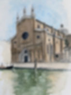 watercolour of Basilica dei Santi Giovanni e Paolo , Venice