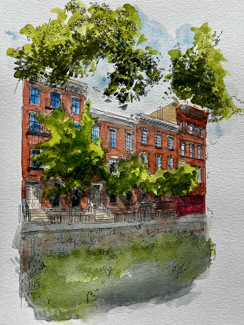 beautiful watercolour of Henry Street Settlement. New York
