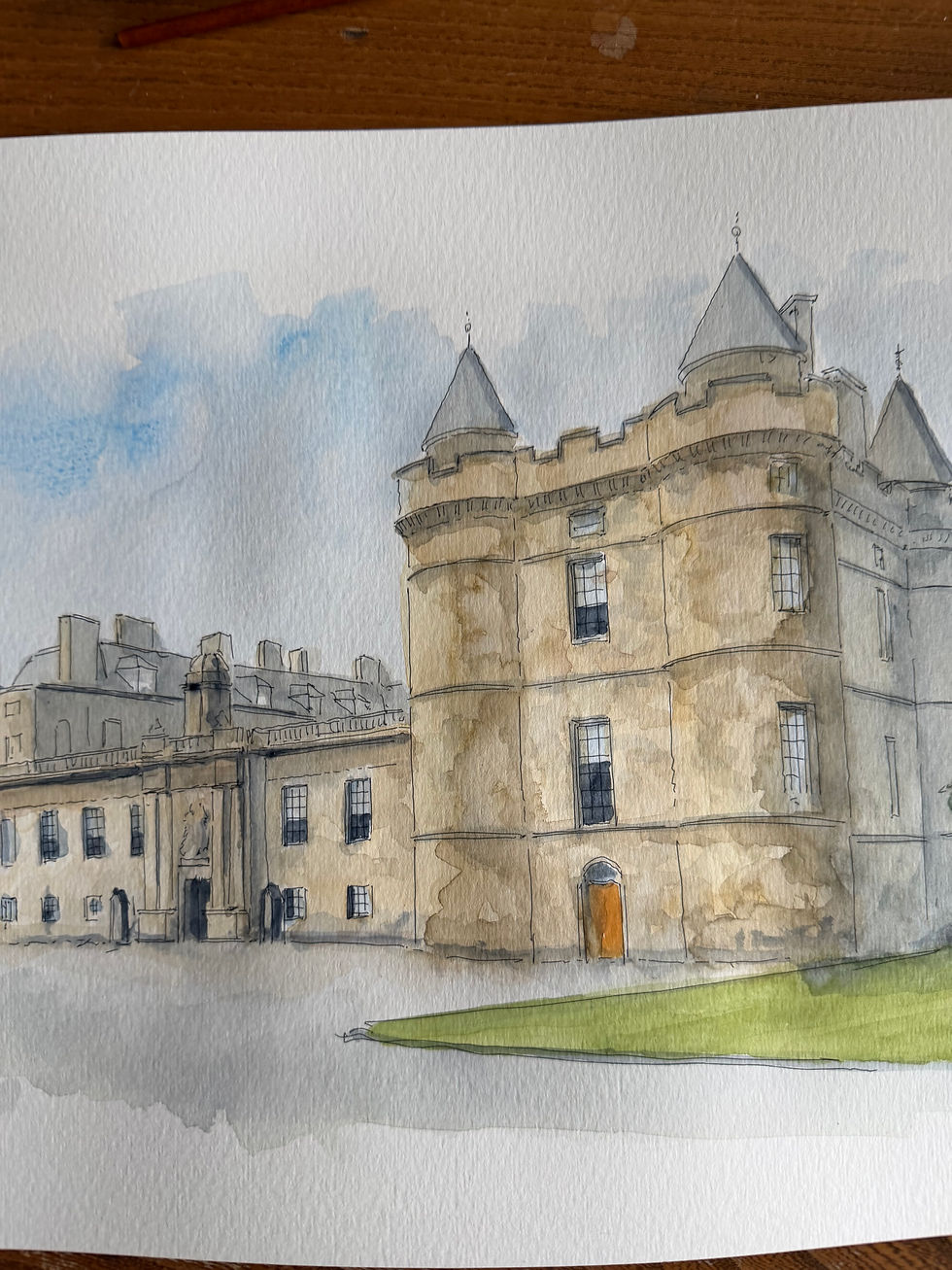 Thumbnail: beautiful watercolour of Palace of Holyroodhouse. Scotland.