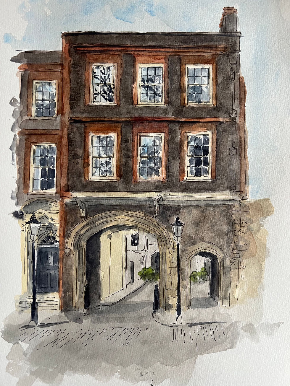 Thumbnail: Painting of a historic London building with arched passages