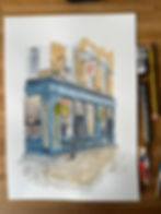 Watercolor painting of The Flask, Hampstead pub