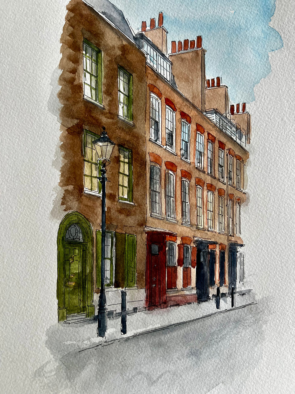 beautiful watercolour of Old streets of Spitalfields. London