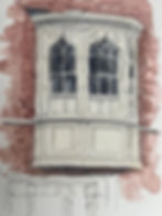 watercolour of Beautiful bay window detail, Hampstead