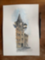 beautiful watercolour of Canongate Tolbooth, Edinburgh