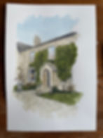beautiful watercolour of Gaswell house.Brize Norton, Oxfordshire