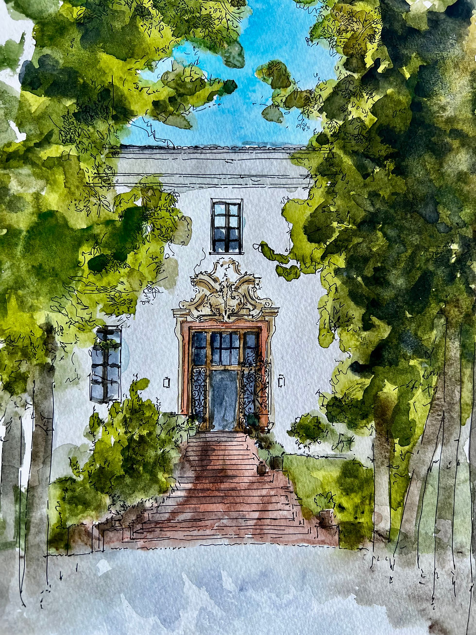 Thumbnail: beautiful watercolour of the architecture of Piedmont