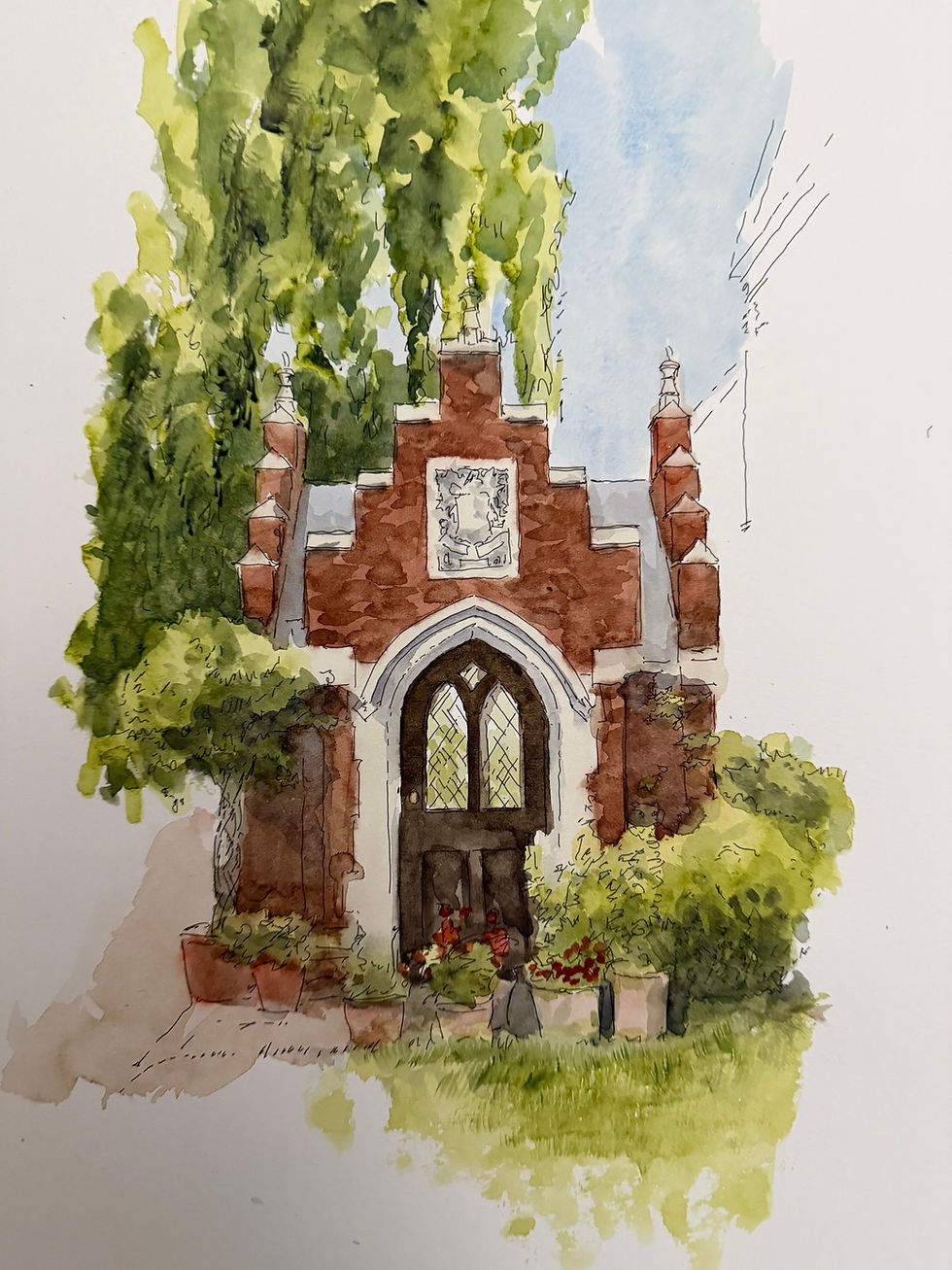 Thumbnail: beautiful watercolour of The Ostler’s Hut. Lincoln’s Inn. London