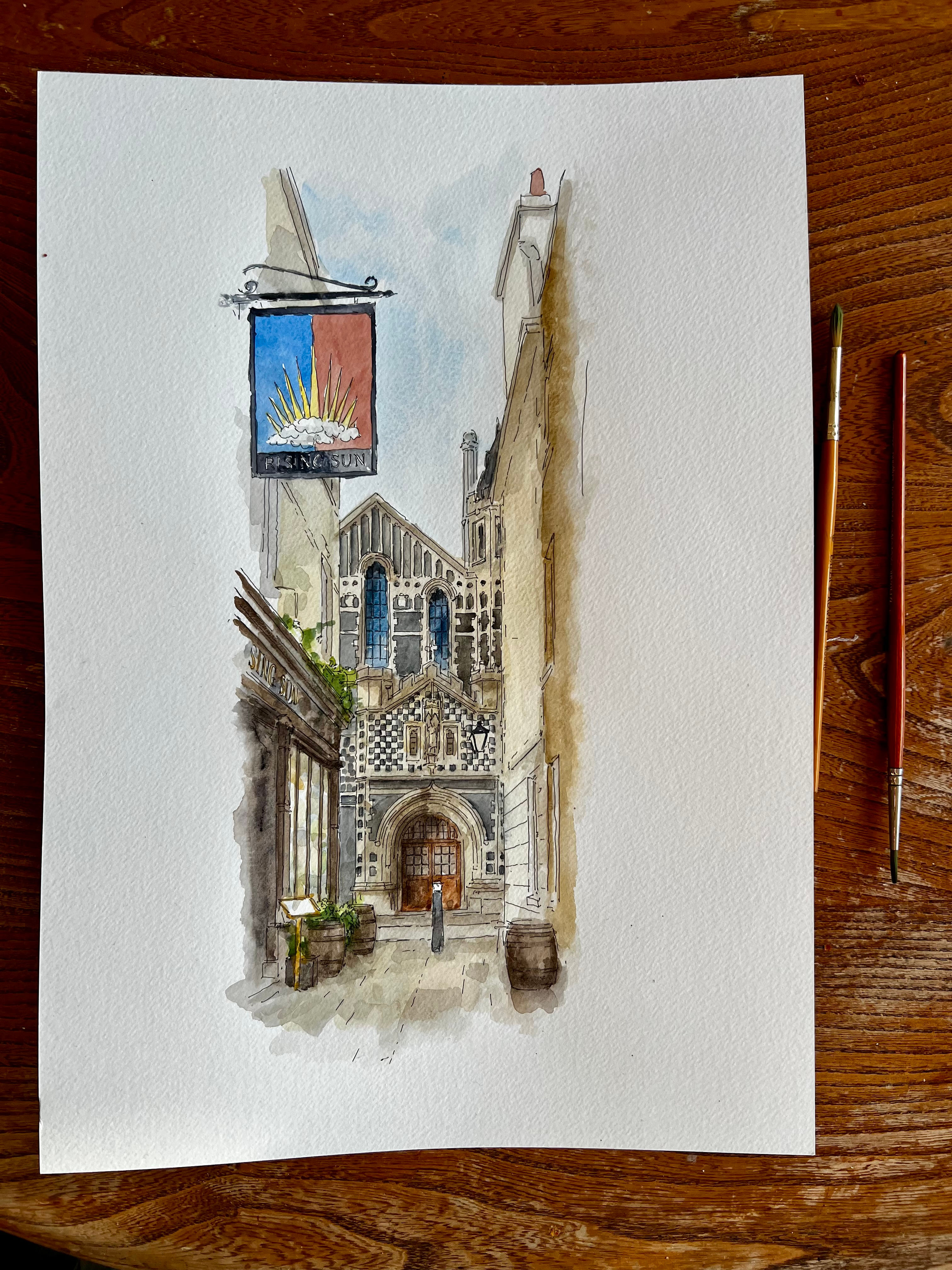 beautiful watercolour of St Bartholomew the Great. London