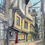 Thumbnail: beautiful watercolour of The Shambles.York in the early evening