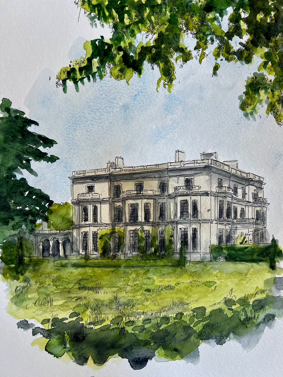beautiful watercolour of Hedsor House, Buckinghamshire.