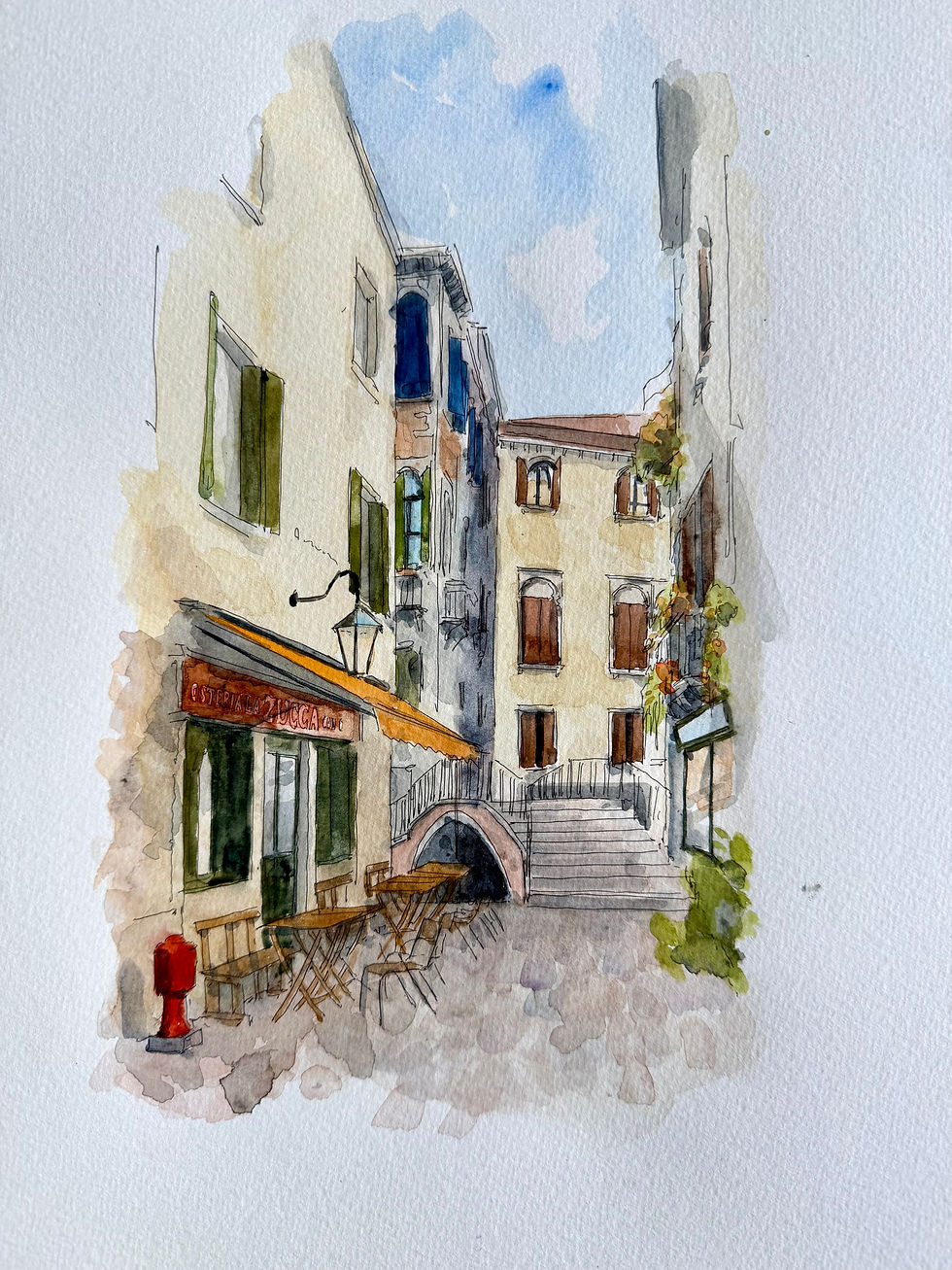 beautiful watercolour of Osteria La Zucca, Venice