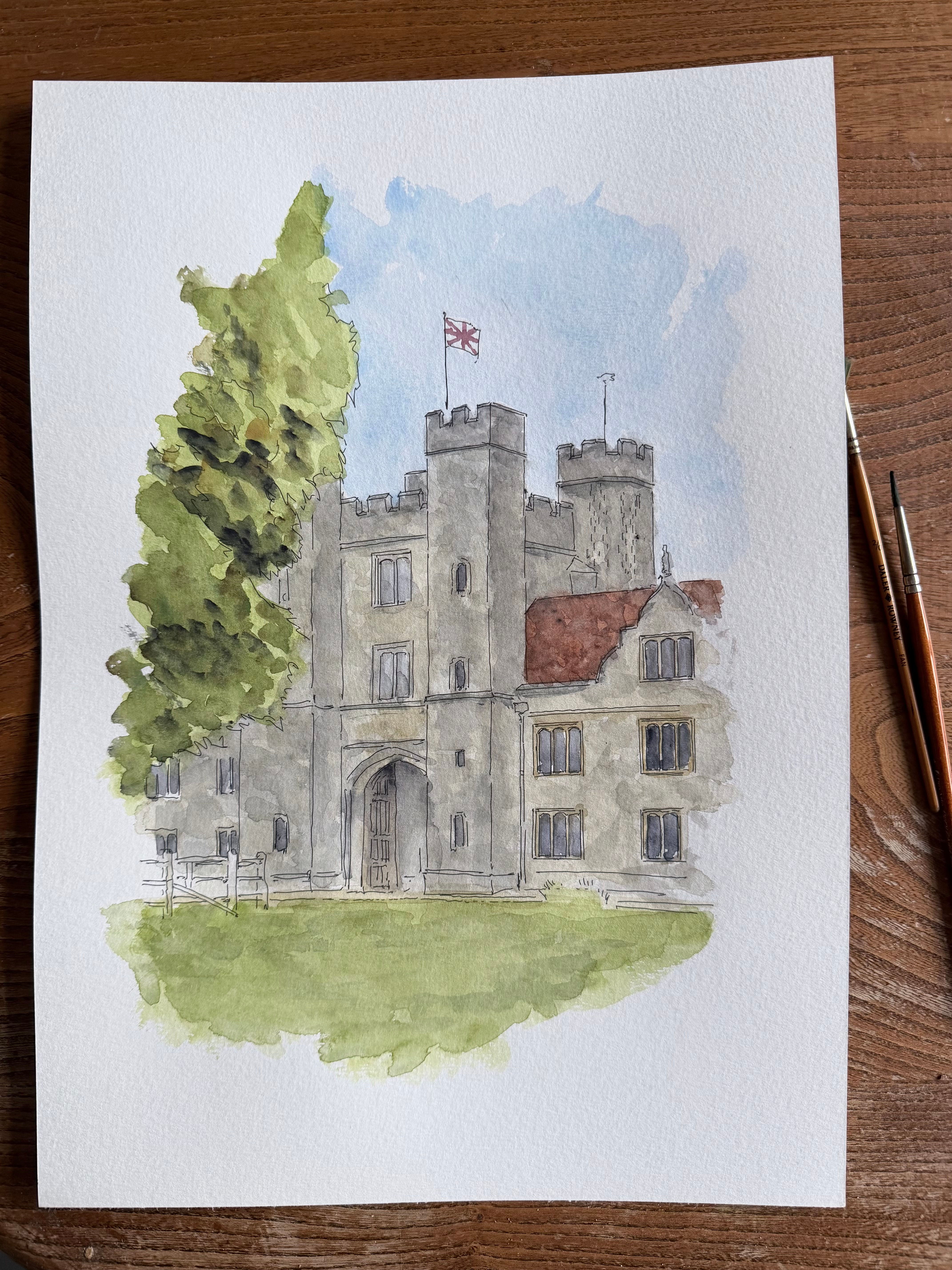 beautiful watercolour of Knole House, Kent