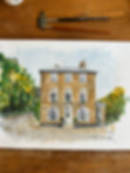 Watercolor painting of The Wells Tavern, Hampstead