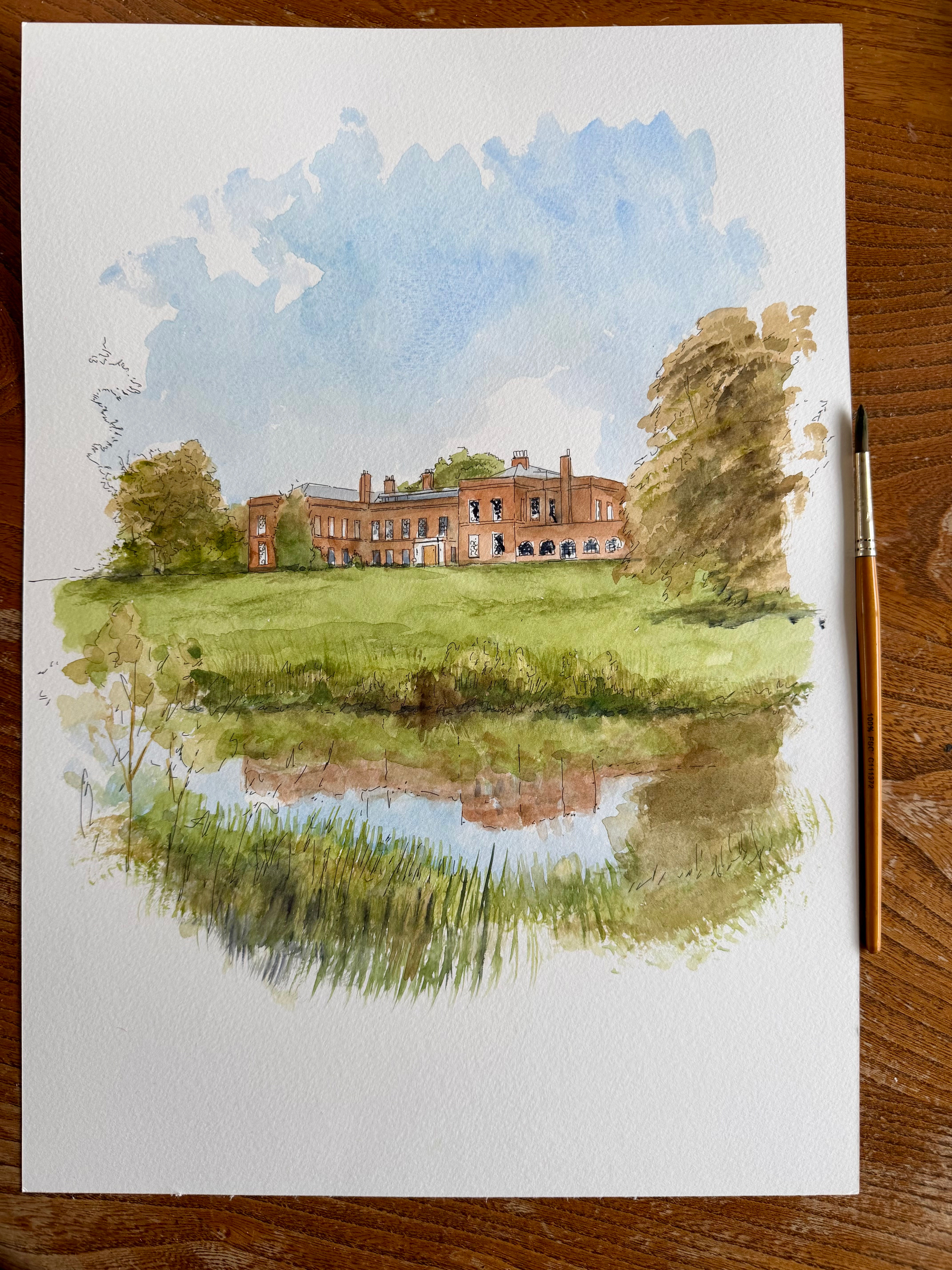 beautiful watercolour of Braxted Park. Witham, Essex