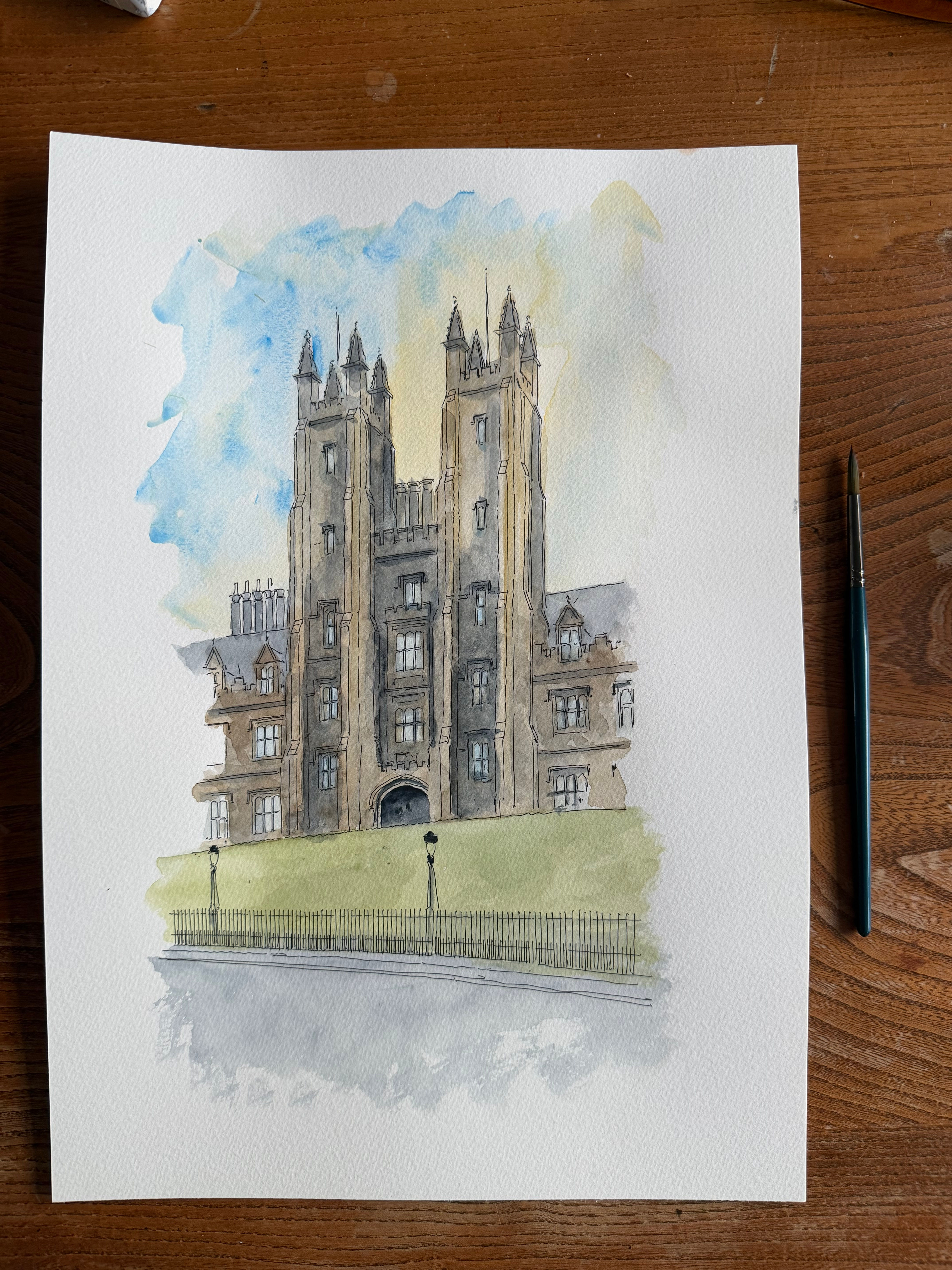 watercolour of New College, Edinburgh