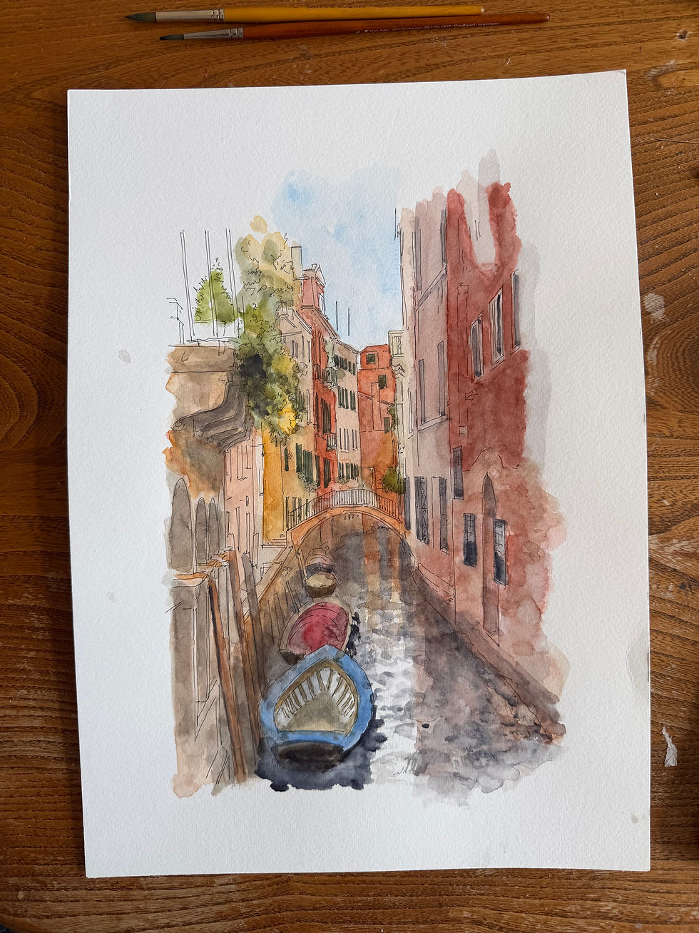 beautiful watercolour of Rio de San Cassiano, Venice