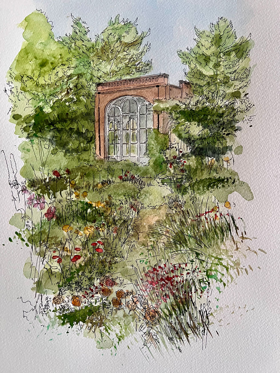 beautiful watercolour of Holland Park Orangery. London