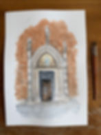 watercolour of Doorway of the Basilica di Frari, Venice