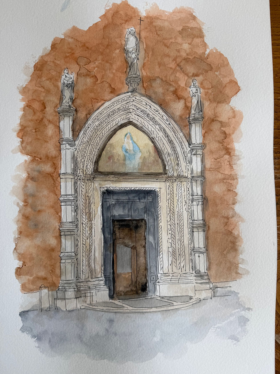 watercolour of Doorway of the Basilica di Frari, Venice