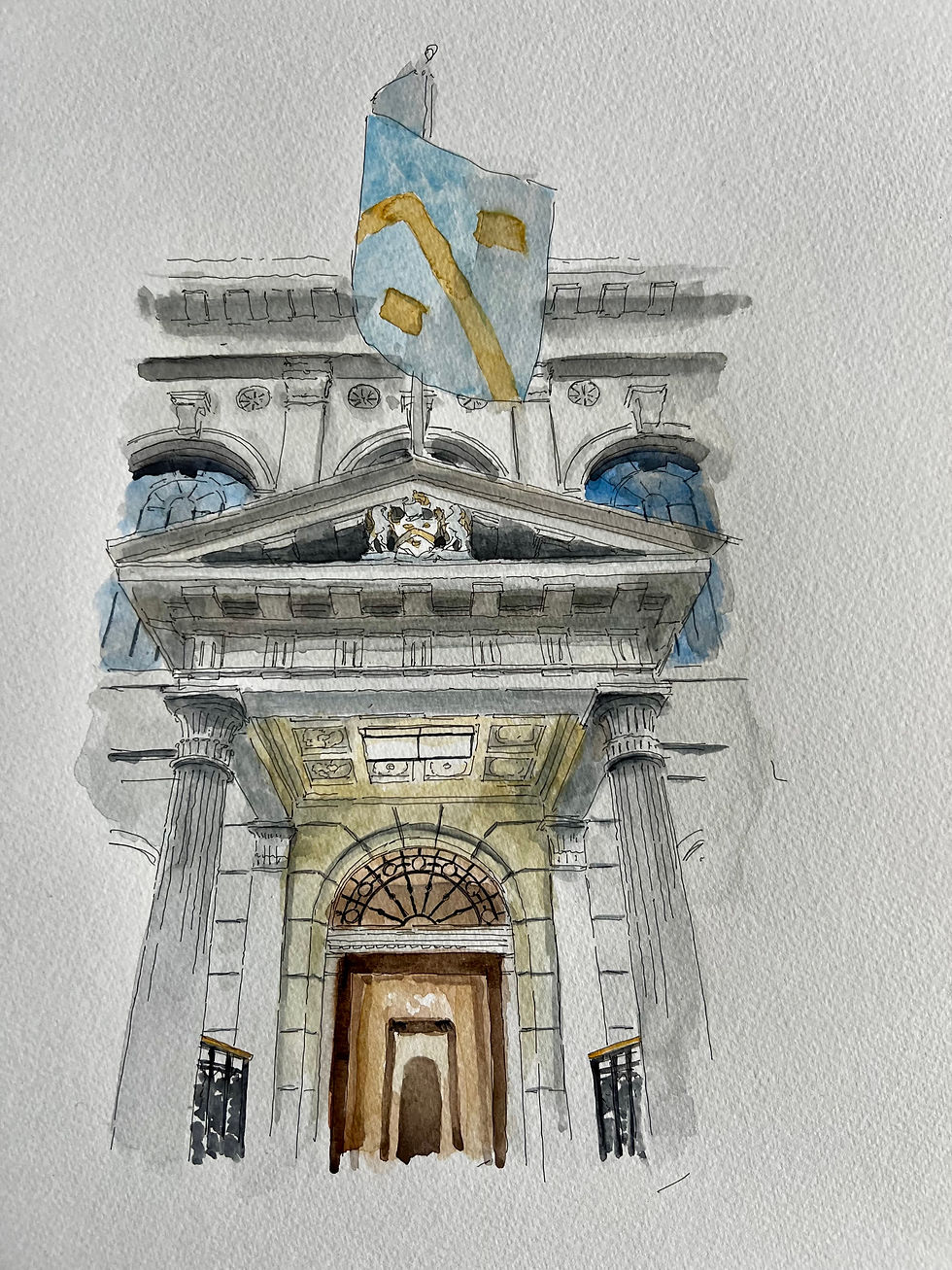beautiful watercolour of Saddlers’ Hall. London.
