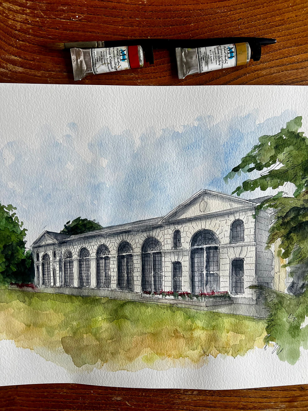 beautiful watercolour of Kew Orangery, Kew Gardens. London