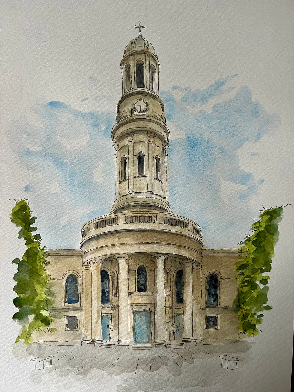Thumbnail: beautiful illustration watercolour St Marylebone Parish Church, London