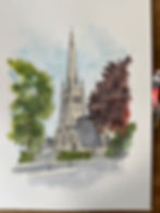 Watercolor illustration of Christ Church, Hampstead