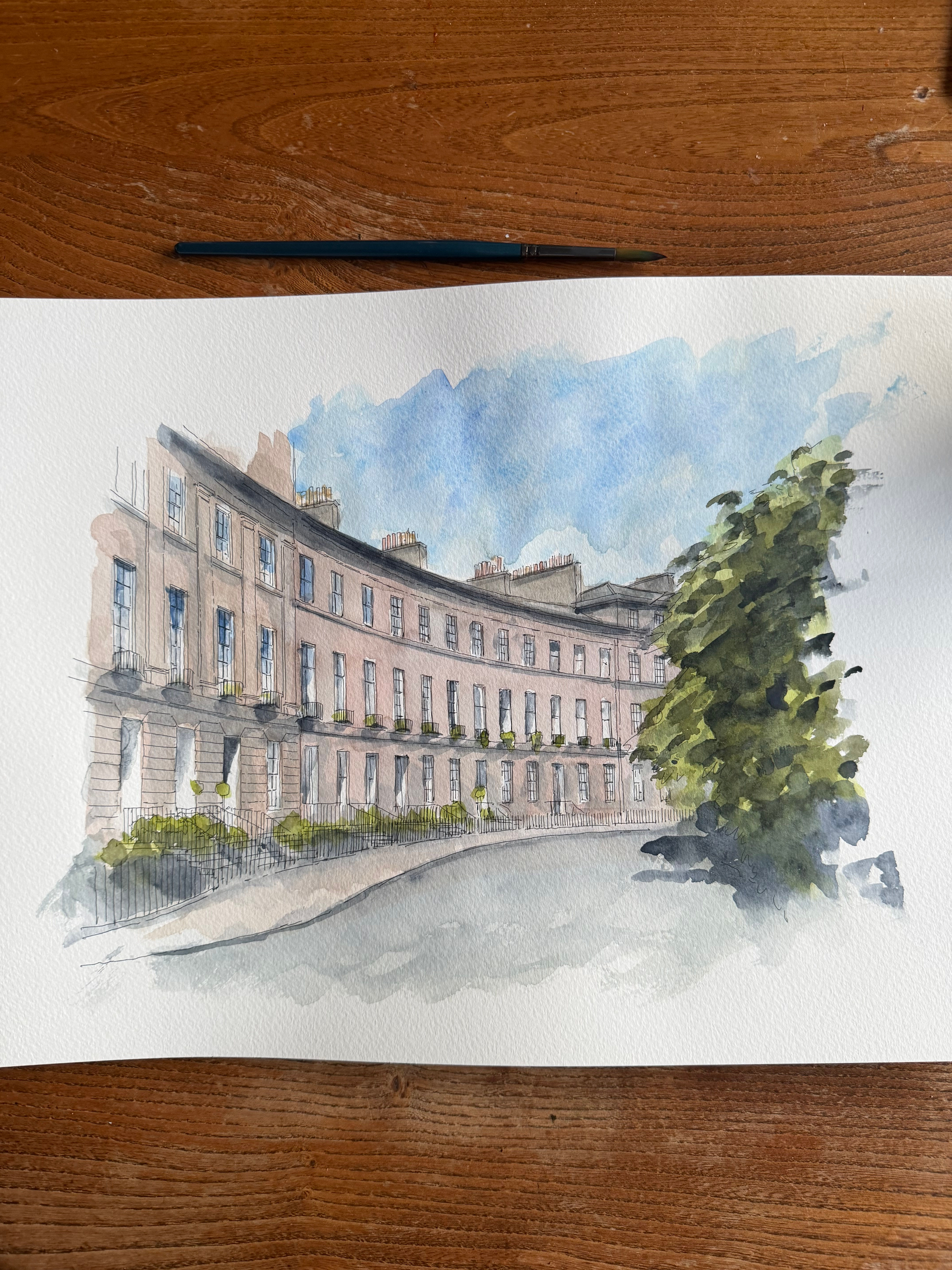 watercolour of St Bernard’s Crescent , Edinburgh