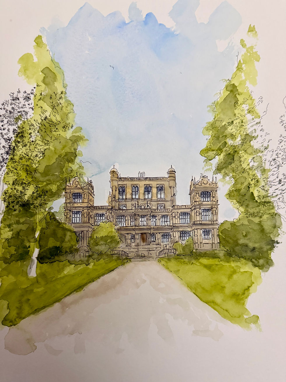 Thumbnail: beautiful watercolour of Wollaston Hall. Nottingham