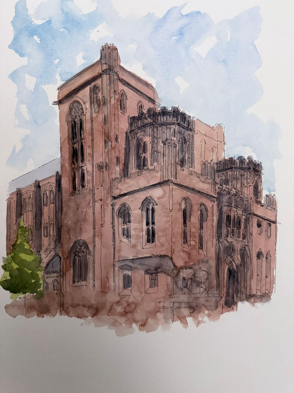 Thumbnail: beautiful watercolour of John Rylands Library. Manchester