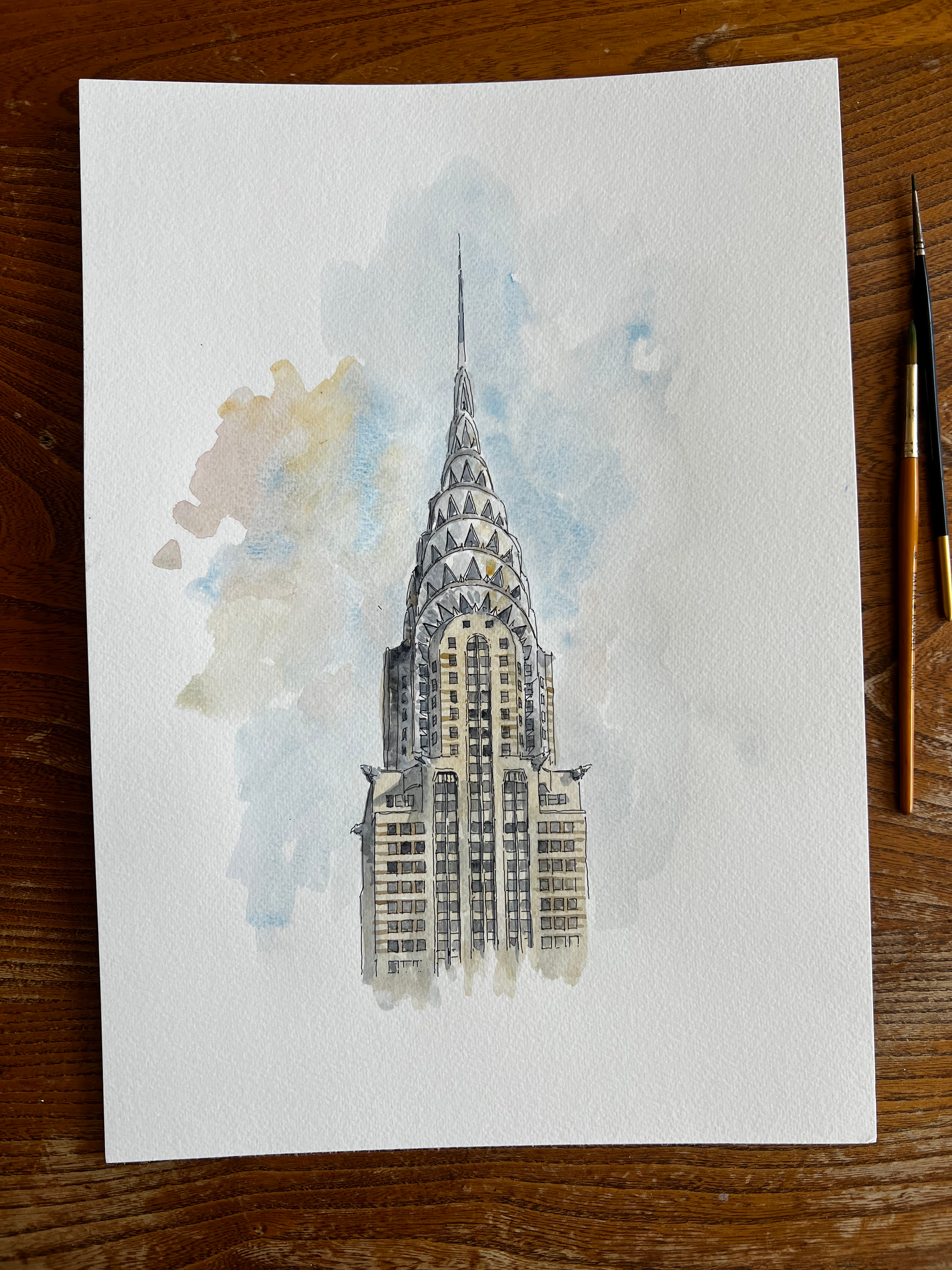 beautiful watercolour of Chrysler Building, New York City