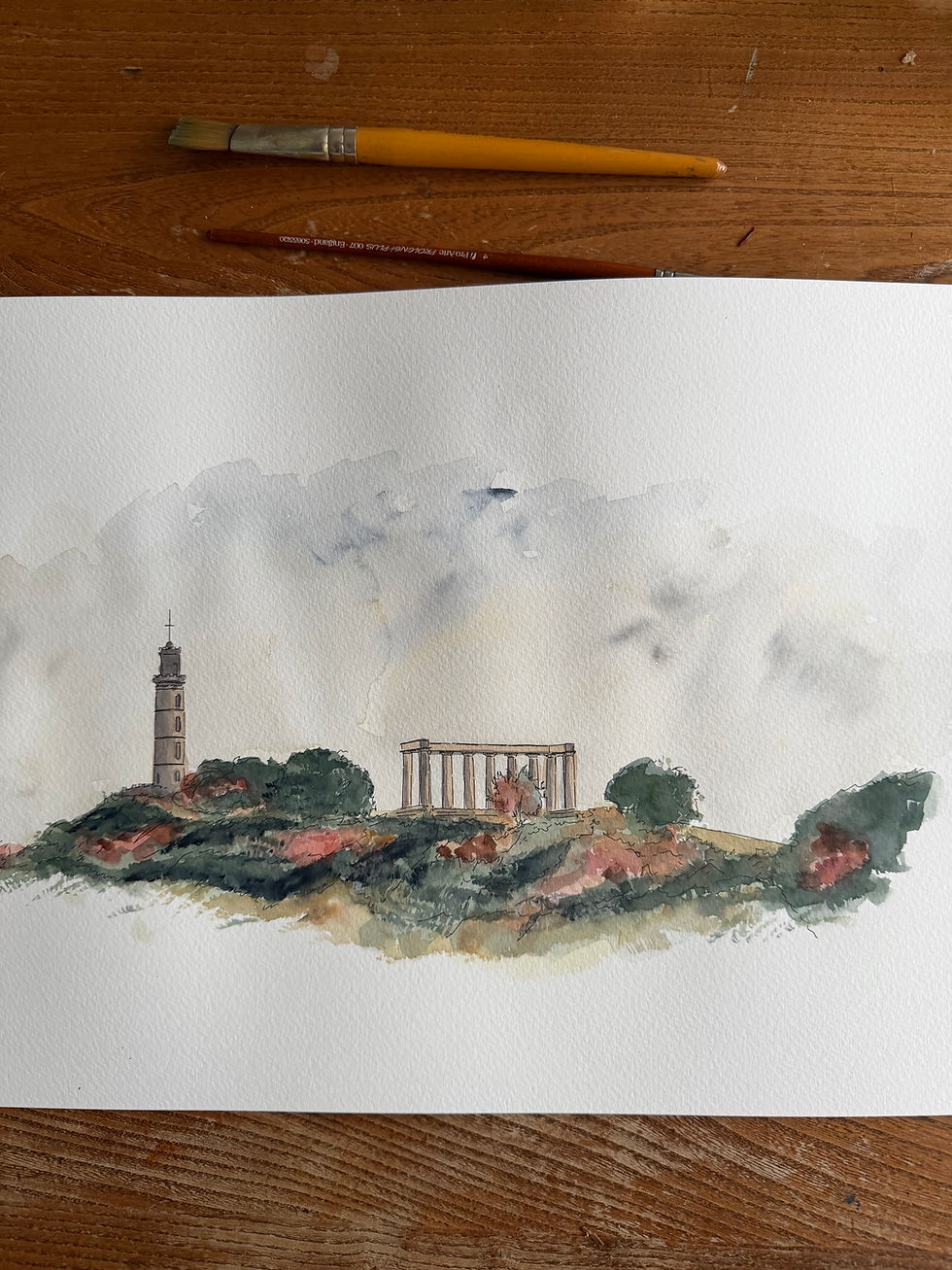 watercolour of Carlton Hill and the National Monument, Edinburgh